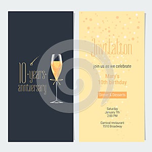 10 years anniversary invitation vector card