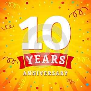 10 years anniversary logo celebration card