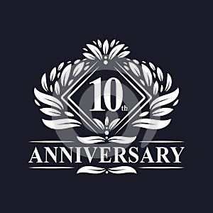 10 years Anniversary Logo, Luxury floral 10th anniversary logo