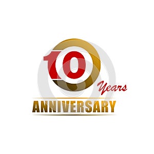 10 Years Anniversary Logo Template with ribbon