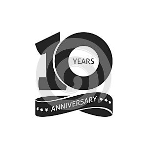 10 years anniversary pictogram vector icon, 10th year birthday logo label