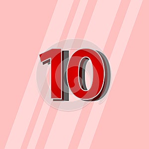 10 Years Anniversary Red Elegant Number Vector Template Design Illustration