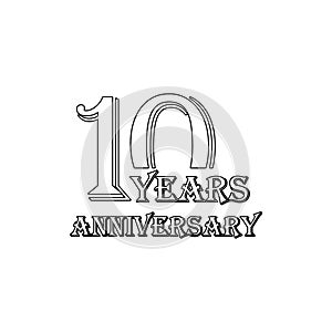 10 years anniversary sign. Element of anniversary illustration. Premium quality graphic design icon. Signs and symbols collection