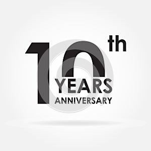 10 years anniversary sign or emblem. Template for celebration and congratulation design. 10th anniversary label. Vector illustrati