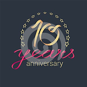 10 years anniversary vector icon, logo