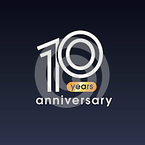 10 years anniversary vector icon, logo. Design element with graphic sign