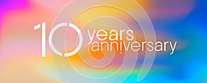 10 years anniversary vector icon, logo. Graphic design element with neon colors