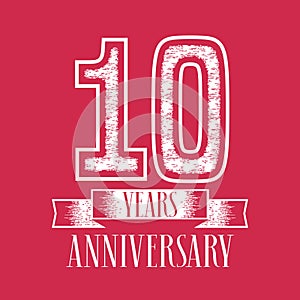 10 years anniversary vector icon, logo. Graphic design element with number and text