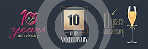 10 years anniversary vector icon, logo set