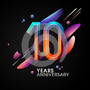 10 years anniversary vector icon, symbol, logo. Graphic background or card