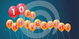 10 years anniversary vector illustration, banner, flyer, logo