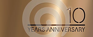 10 years anniversary vector logo, icon. Graphic symbol with metallic number for 10th anniversary