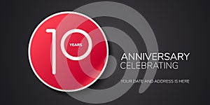 10 years anniversary vector logo, icon. Template design element with number