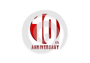 10 years anniversary vector template with red color, 10th birthday logo