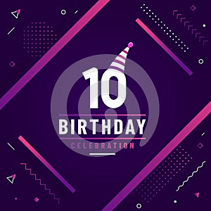 10 years birthday greetings card, 10th birthday celebration background free vector