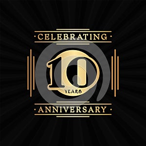 10 years celebrating anniversary design template. 10th logo. Vector and illustration.