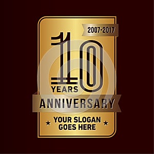 10 years celebrating anniversary design template. 10th logo. Vector and illustration.