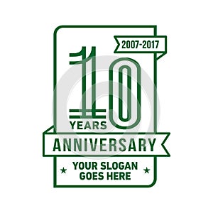 10 years celebrating anniversary design template. 10th logo. Vector and illustration.