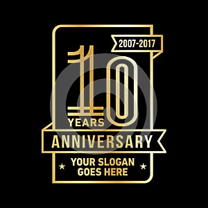 10 years celebrating anniversary design template. 10th logo. Vector and illustration.