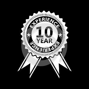 10 years experience sign isolated on black background