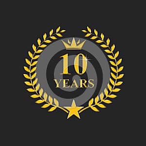 10 years old anniversary , luxurious logo