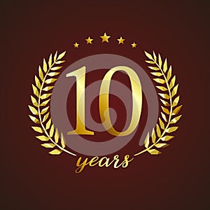 10 years old luxurious logotype.