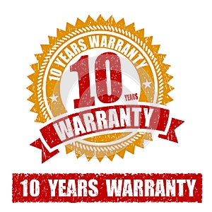 10 Years Warranty Rubber Stamp