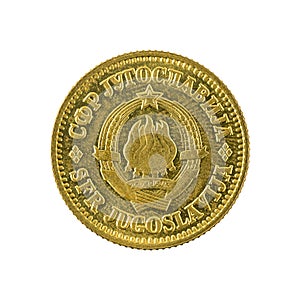 10 yugoslav para coin 1959 isolated on white background