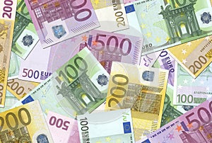 100,200,500 Euro Notes Texture photo