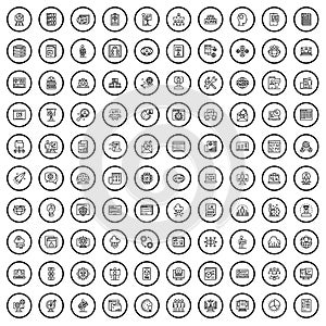 100 administrator icons set, outline style
