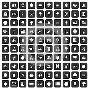 100 agriculture icons set black