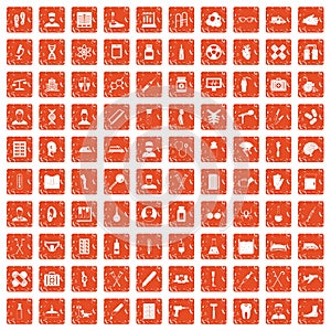 100 ambulance icons set grunge orange