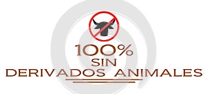 100% without animal derivatives, nutrition, veg, spanish, isolated.