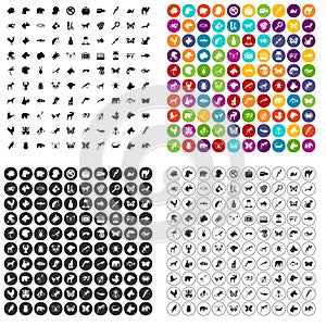 100 animals icons set vector variant