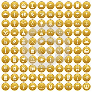 100 arrow icons set gold