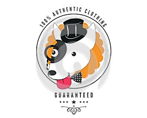 100% authentic clothing, dog icon
