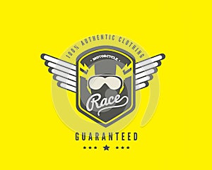 100% authentic clothing, motorcycle race icon
