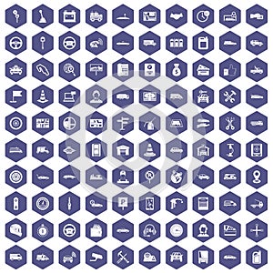 100 auto icons hexagon purple