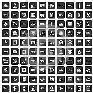 100 auto icons set black