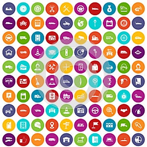100 auto icons set color