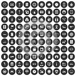 100 auto repair icons set black circle