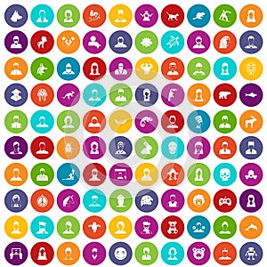 100 avatar icons set color