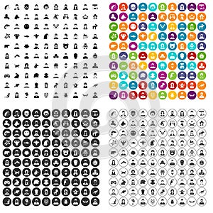 100 avatar icons set vector variant