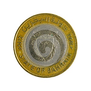 100 bahraini fils coin 1992 isolated