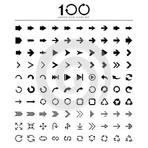 100 Basic arrow sign icons set