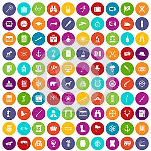 100 binoculars icons set color