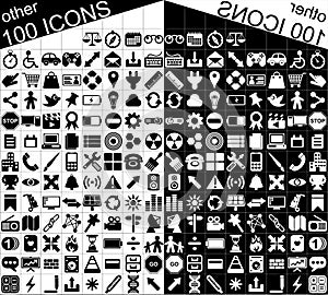 100 Black and White Web and Applications Icons