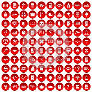 100 book icons set red