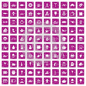 100 bounty icons set grunge pink