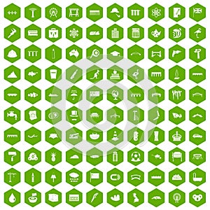100 bridge icons hexagon green